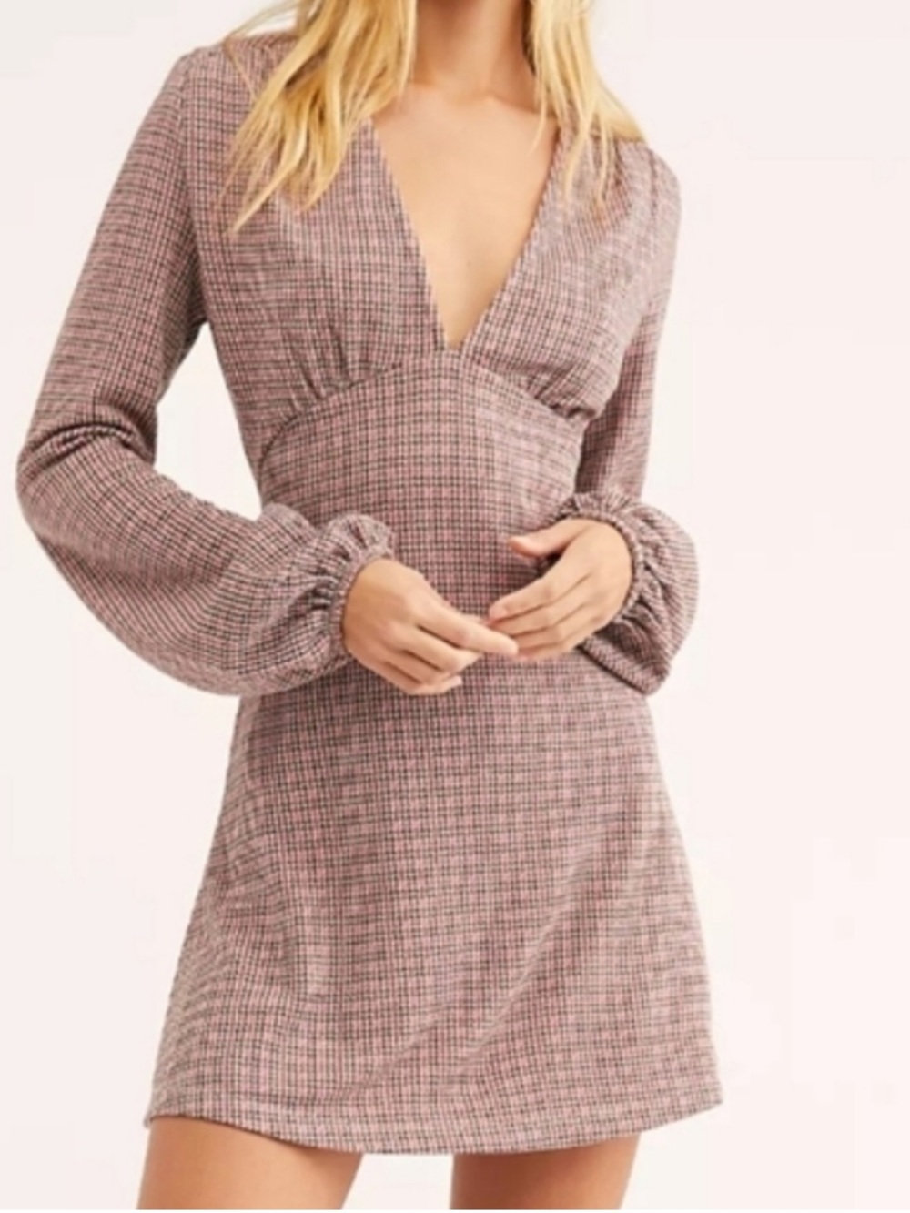 Free People “Selin” Houndstooth Mini, Size M